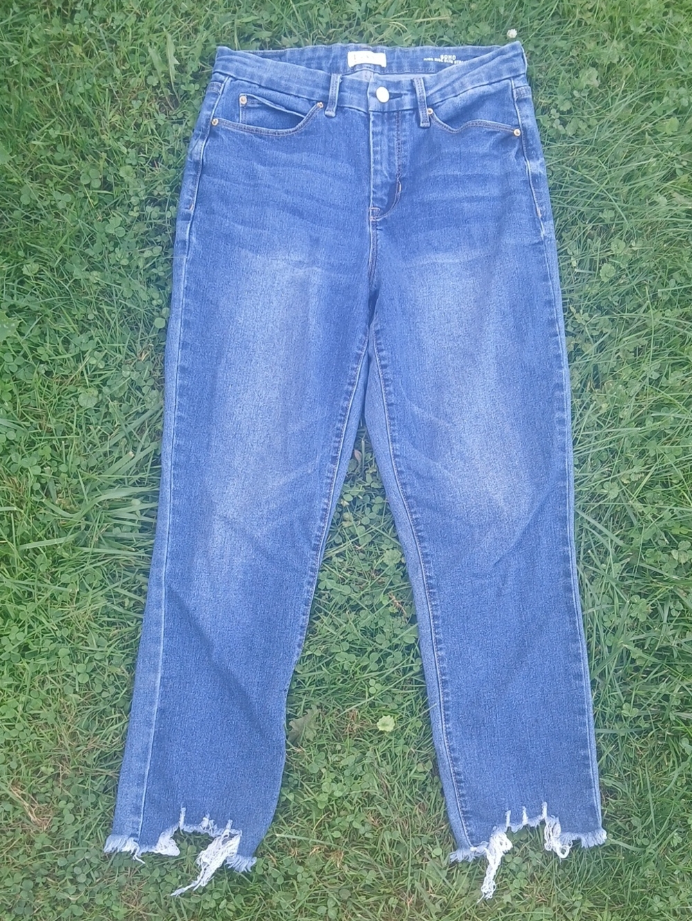 GUC Nicole Miller High Rise Slim Straight Blue Women’s Frayed Hem Jeans